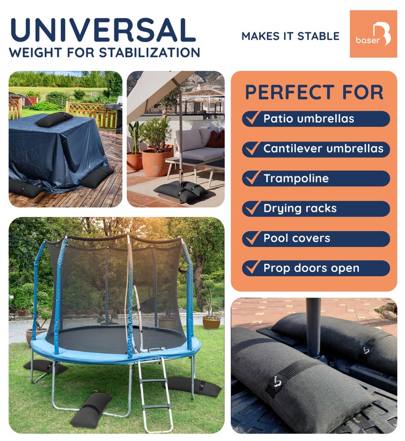 Baser Original Sandbags Fillable Weight Bags for Patio Umbrella Bases, Weather Resistant Recycled Polyester for Outdoor Furniture Windproof Stability - Image 3